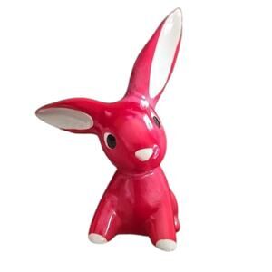 Vintage Goebel Porcelain Bunny Red Rabbit Figurine W. Germany